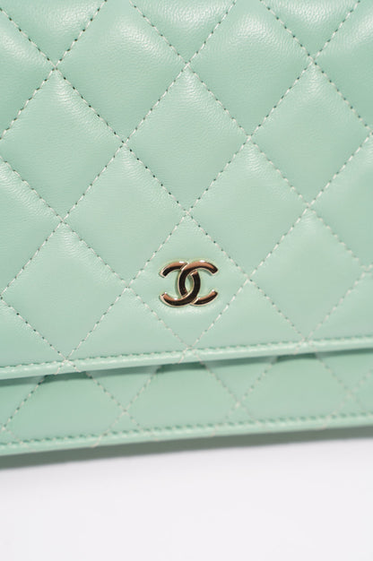 Chanel Womens Wallet On Chain Teal Lambskin