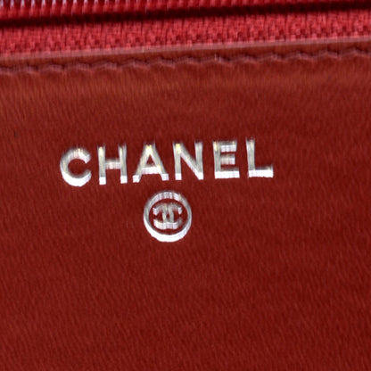 CHANEL WOC Quilted Leather Crossbody Wallet Red