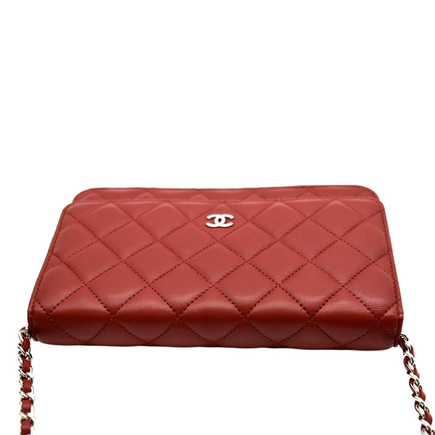 CHANEL WOC Quilted Leather Crossbody Wallet Red