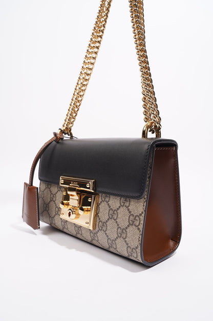 Gucci Womens Padlock Bag Black / Brown Leather / Canvas Mini