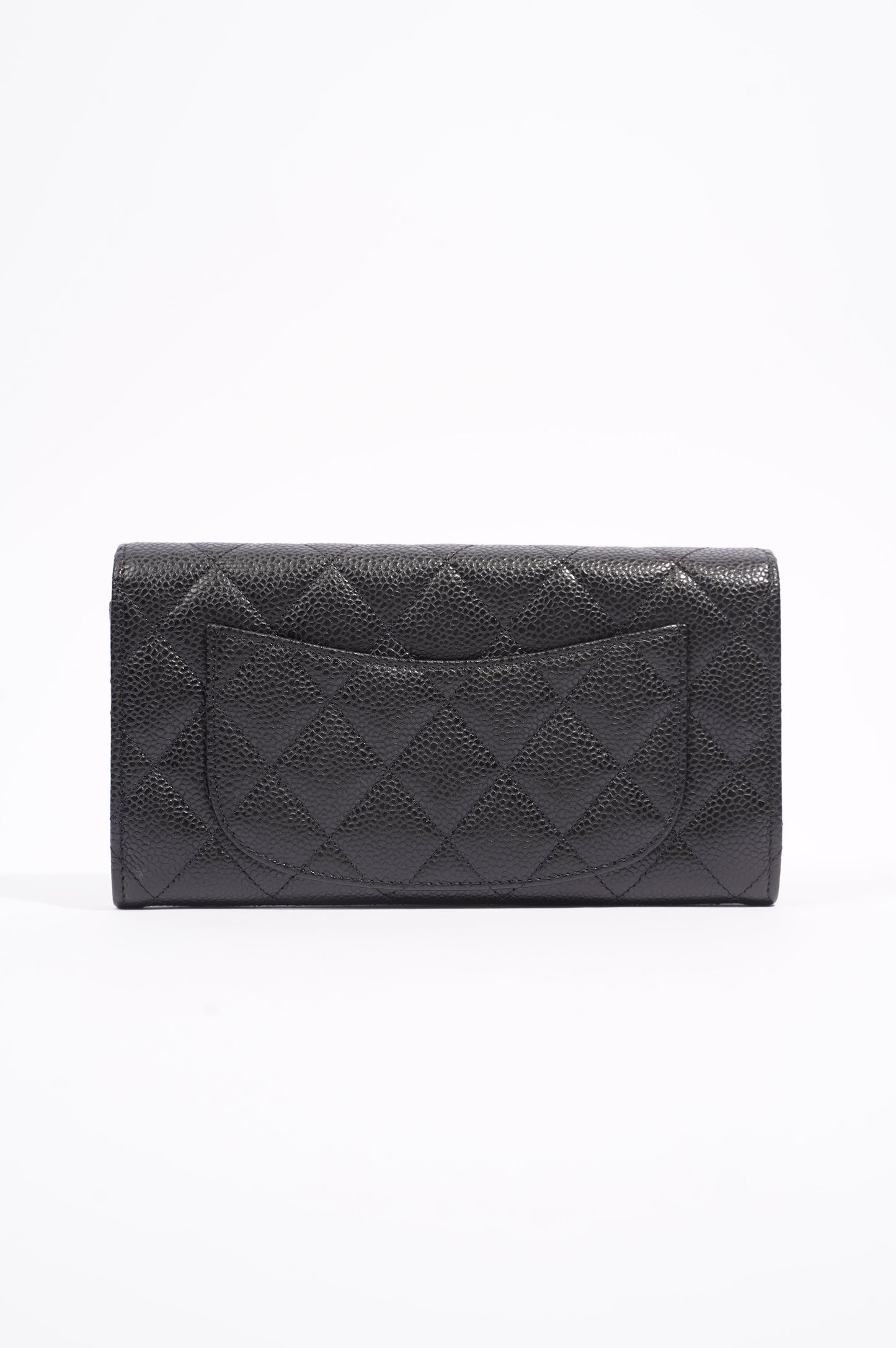 Chanel Womens Flap Wallet Black Caviar