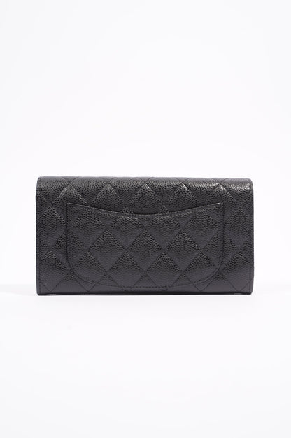 Chanel Womens Flap Wallet Black Caviar