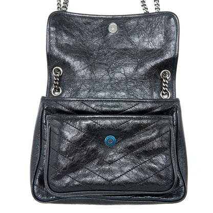 Saint Laurent Medium Niki Chain Bag Aged Calfskin Black Ruthenium Hardware