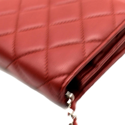 CHANEL WOC Quilted Leather Crossbody Wallet Red