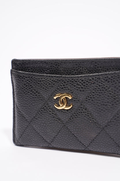 Chanel Womens Card Wallet Black Caviar