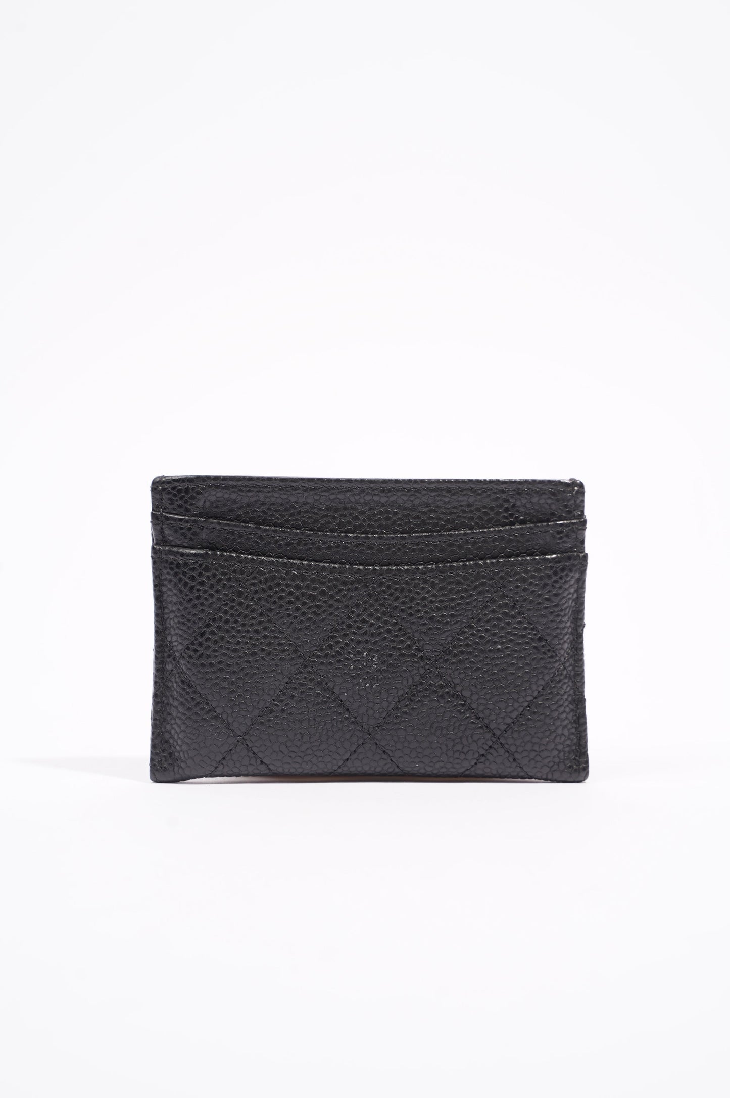 Chanel Womens Card Wallet Black Caviar