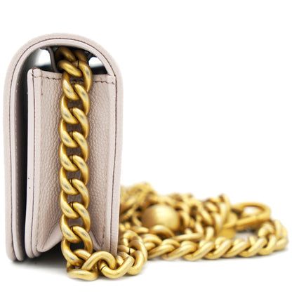 Pink Caviar Leather Boy  Holder with Chain