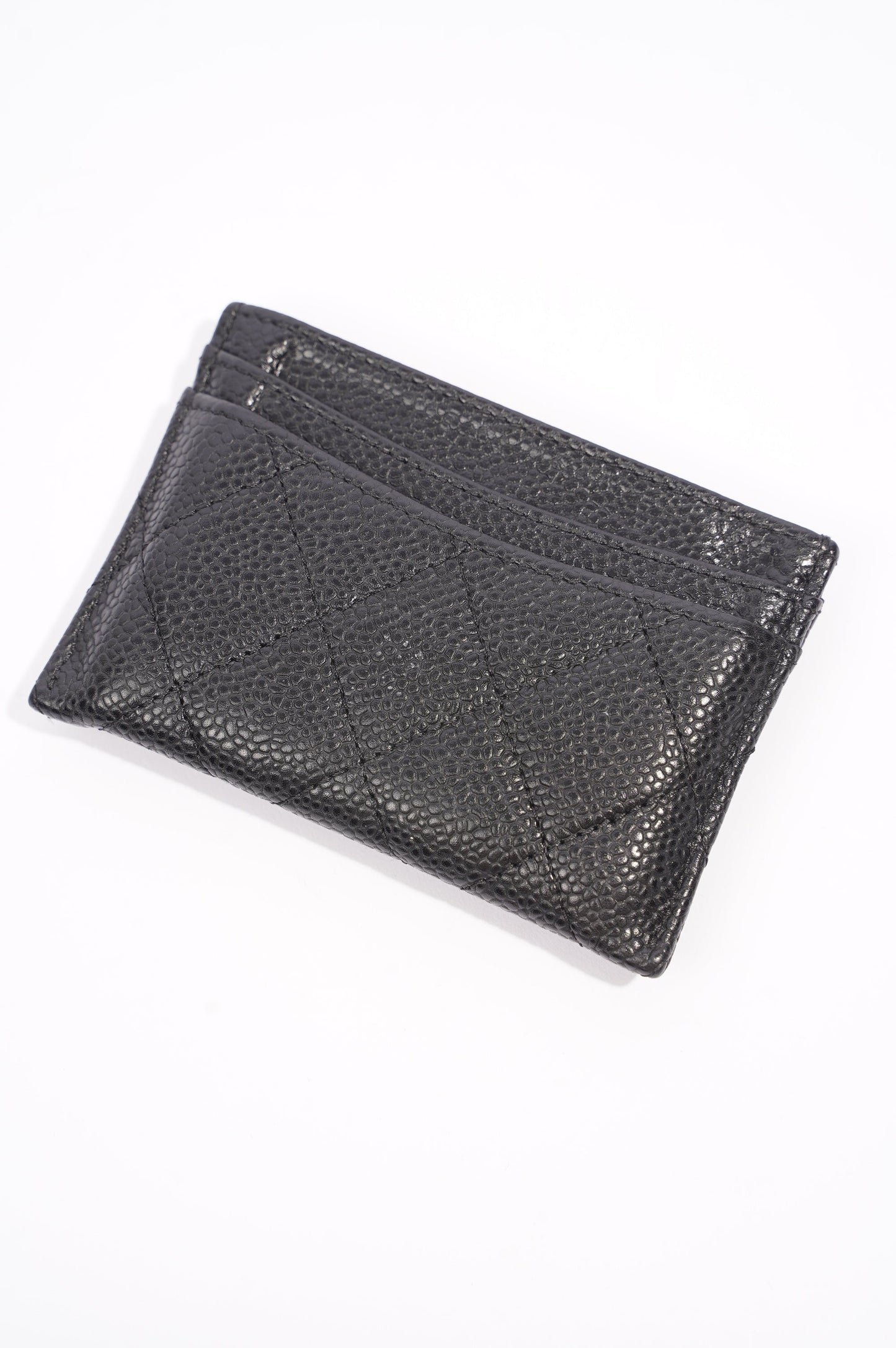 Chanel Womens Card Wallet Black Caviar