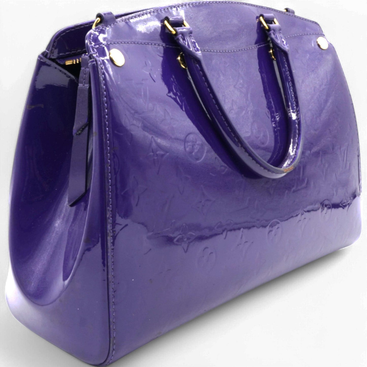 Louis-vuitton Alma Bag In Purple Embossed Monogram Patent Leather