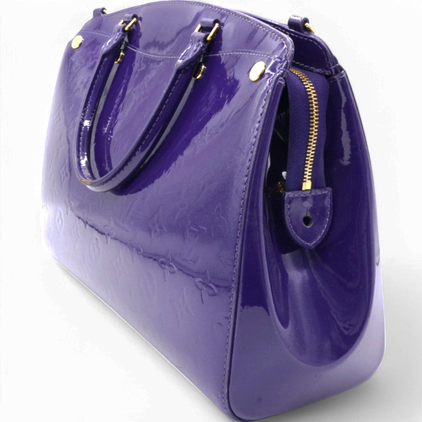 Louis-vuitton Alma Bag In Purple Embossed Monogram Patent Leather