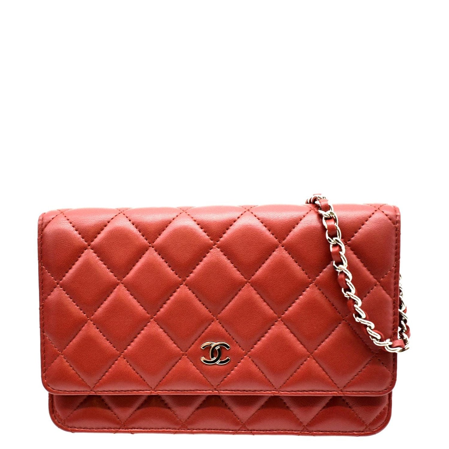 CHANEL WOC Quilted Leather Crossbody Wallet Red