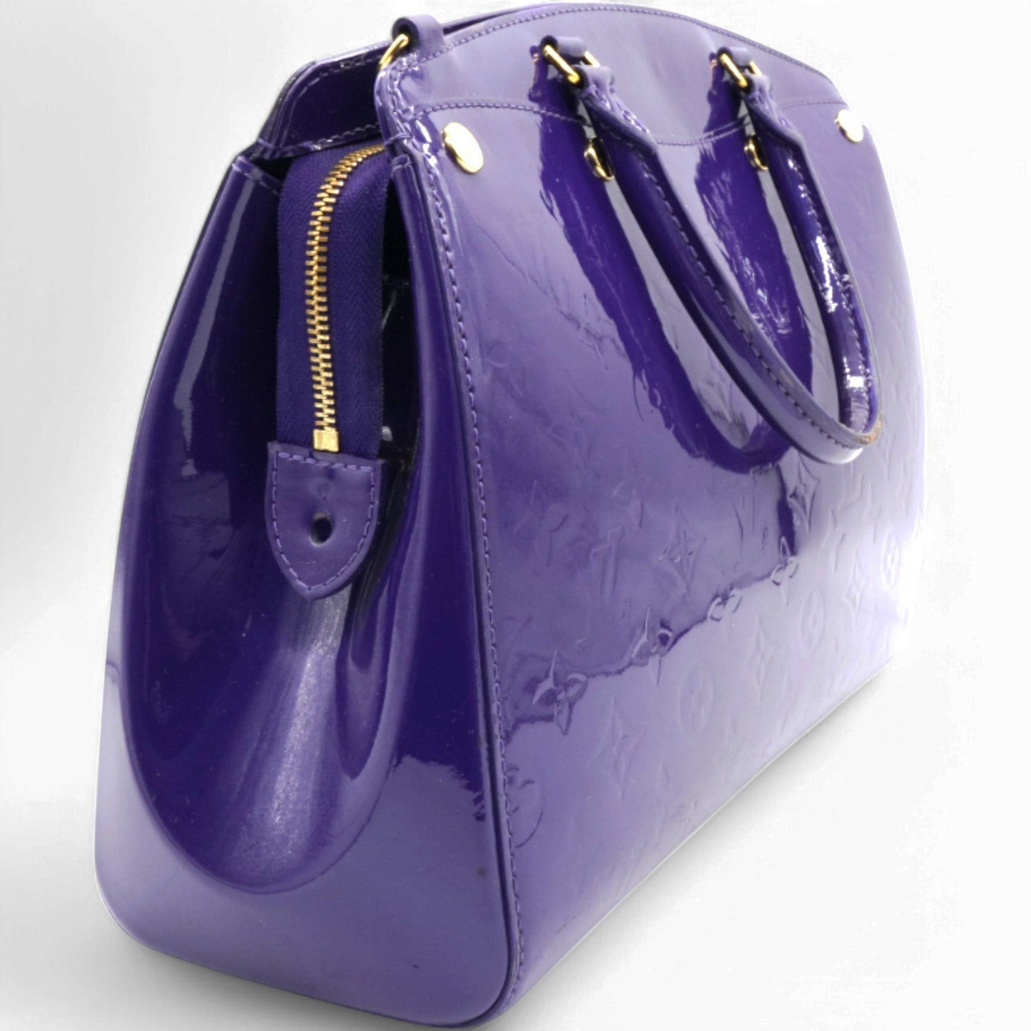 Louis-vuitton Alma Bag In Purple Embossed Monogram Patent Leather