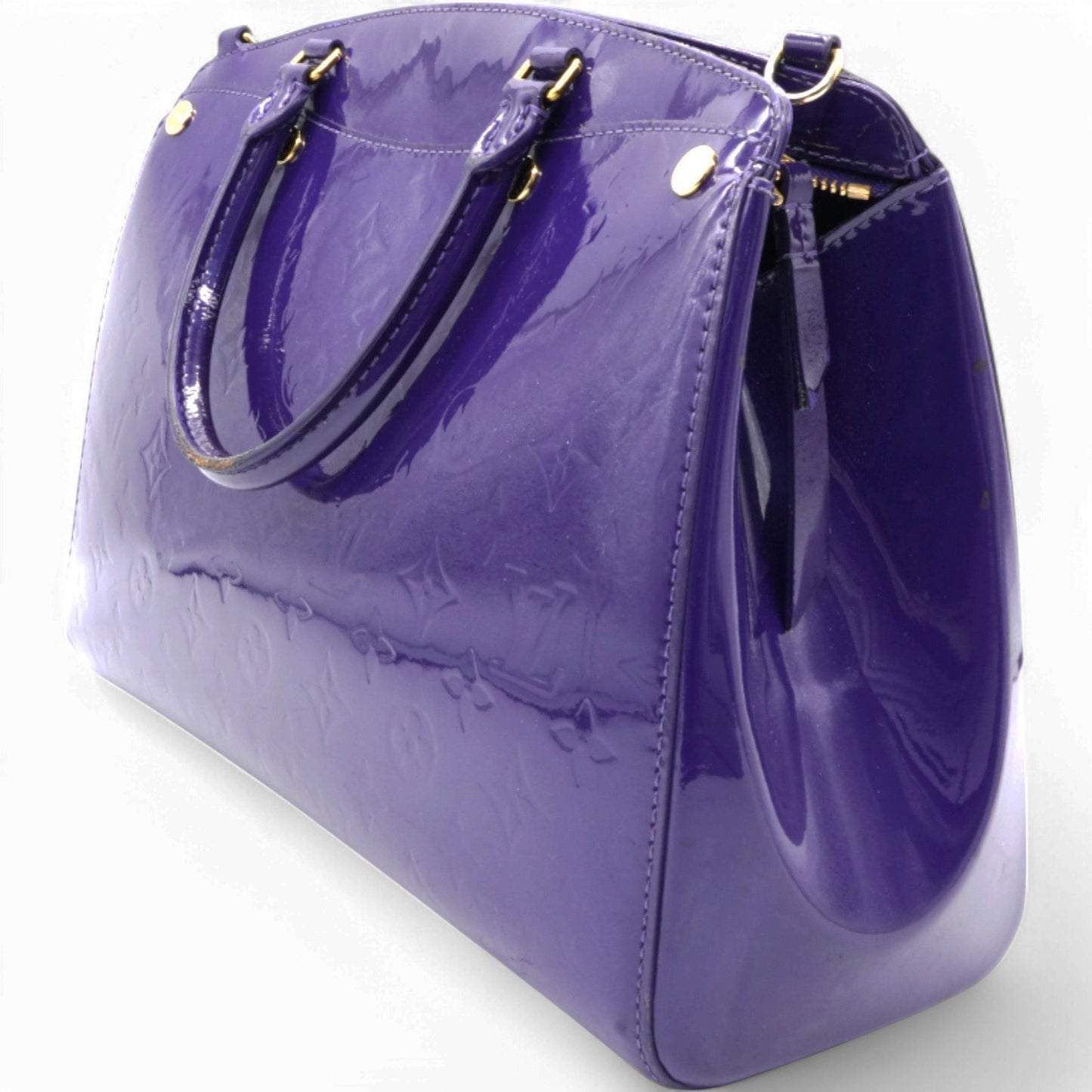 Louis-vuitton Alma Bag In Purple Embossed Monogram Patent Leather