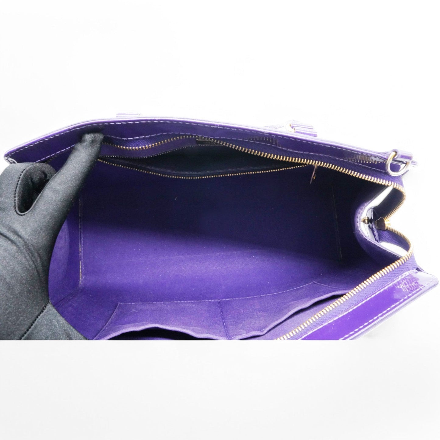 Louis-vuitton Alma Bag In Purple Embossed Monogram Patent Leather