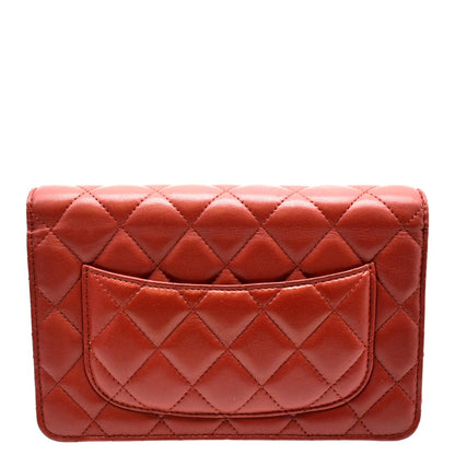 CHANEL WOC Quilted Leather Crossbody Wallet Red