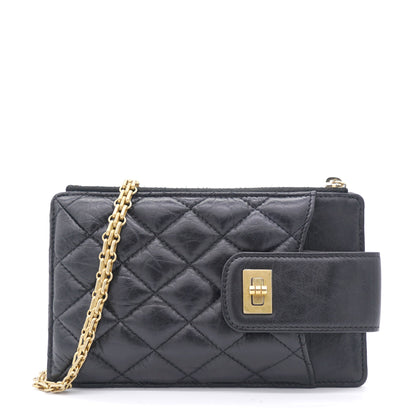 2.55 Calfskin Quilted Small Phone Case With Chain