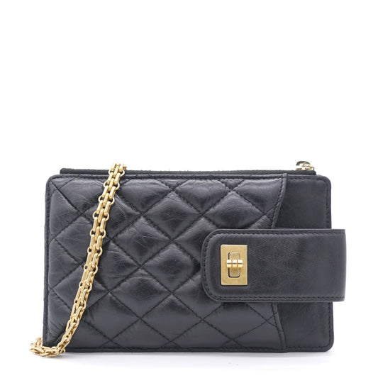 2.55 Calfskin Quilted Small Phone Case With Chain