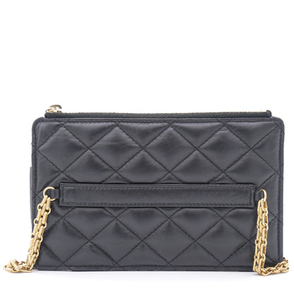 2.55 Calfskin Quilted Small Phone Case With Chain