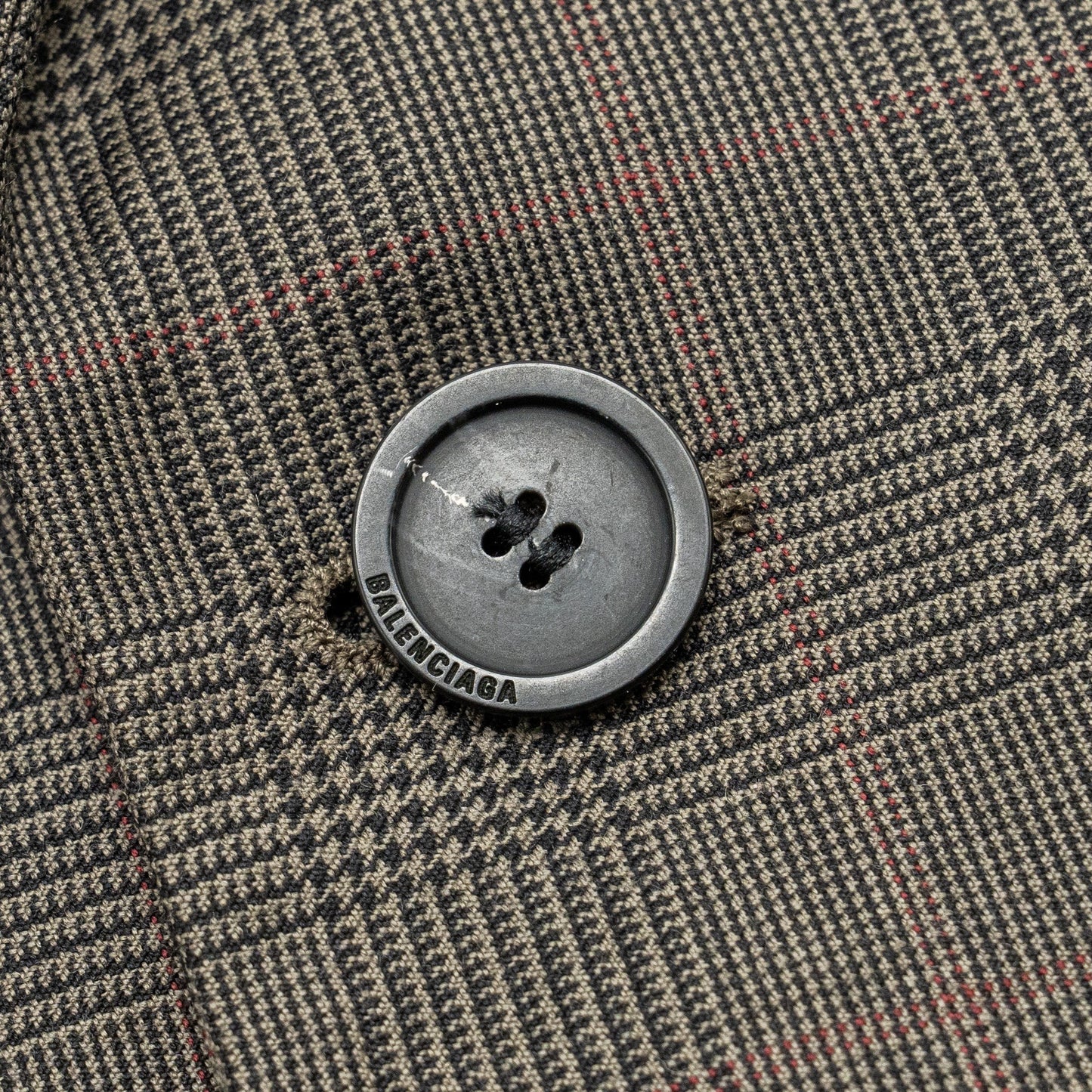 Balenciaga Size 42 Checked Single-Breasted Blazer Wool Dark Grey
