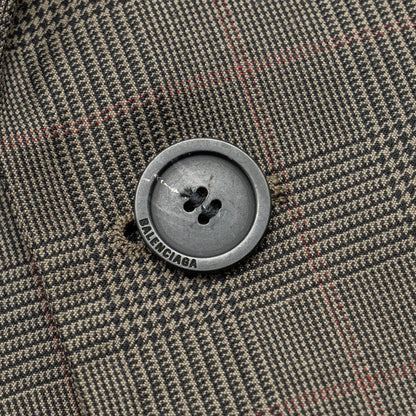 Balenciaga Size 42 Checked Single-Breasted Blazer Wool Dark Grey