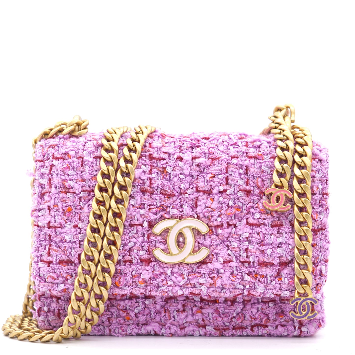 Pink Tweed Card on Chain