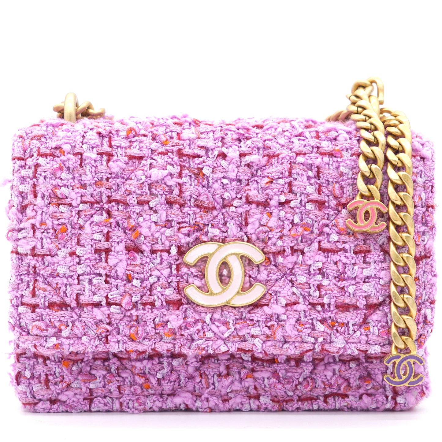 Pink Tweed Card on Chain