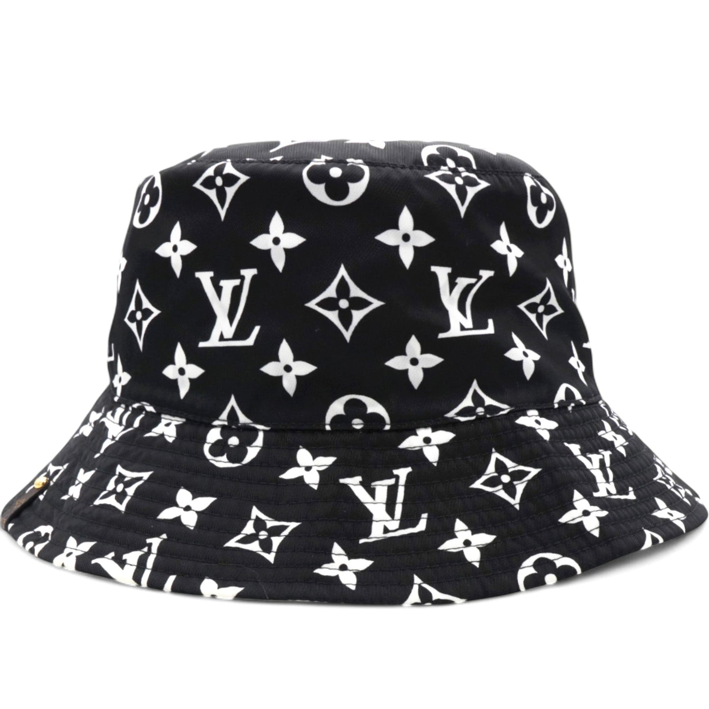 Louis-vuitton Nylon Monogram Reversible Bob Bucket Hat Black White Size M