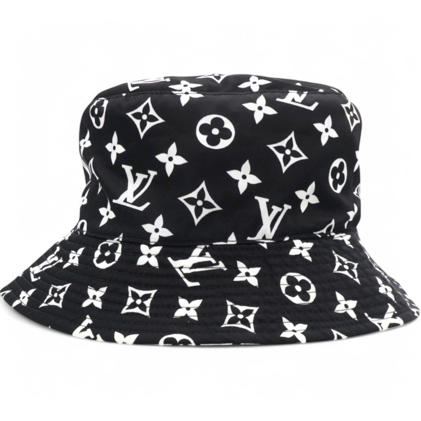Louis-vuitton Nylon Monogram Reversible Bob Bucket Hat Black White Size M