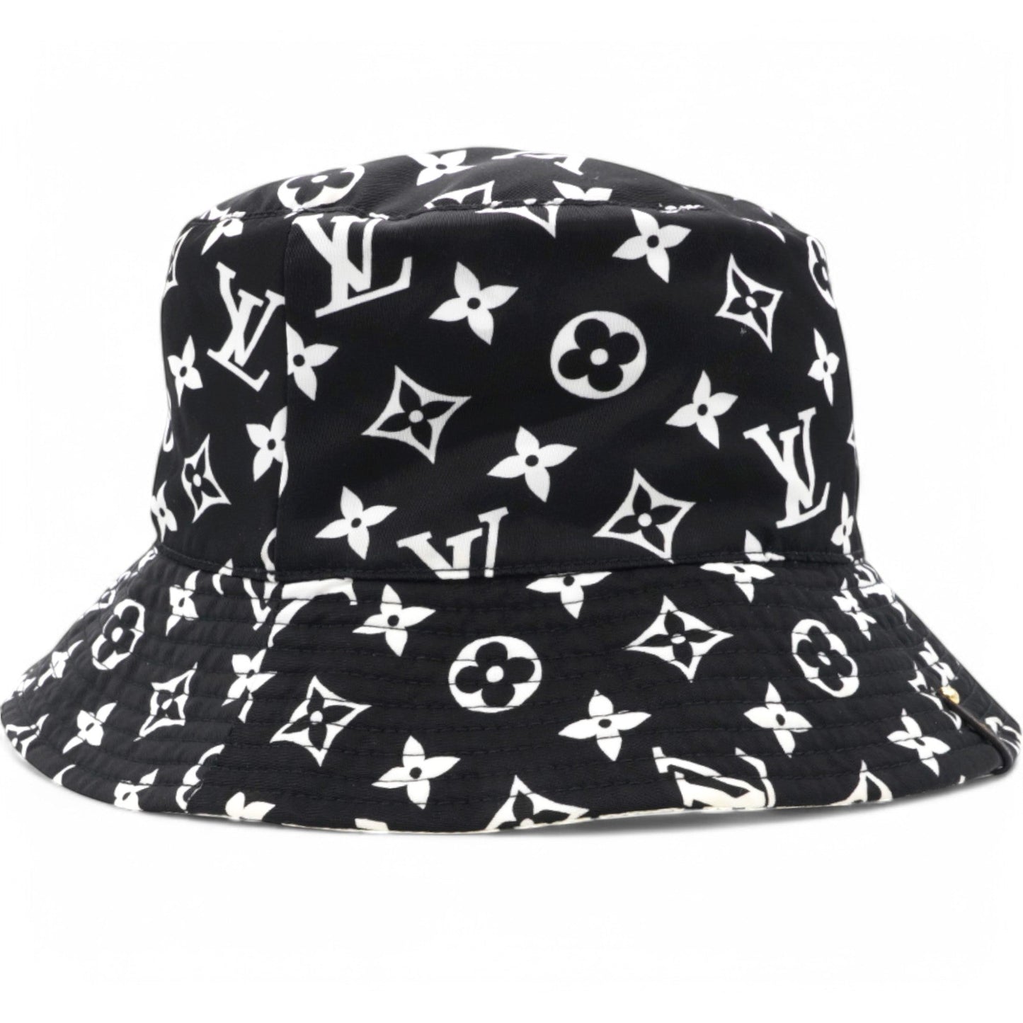 Louis-vuitton Nylon Monogram Reversible Bob Bucket Hat Black White Size M