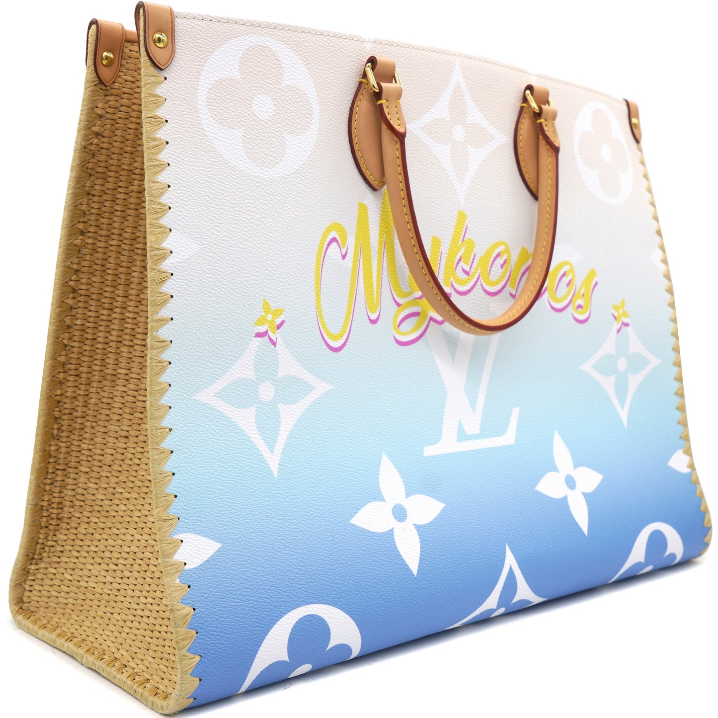 Louis-vuitton Monogram Giant Raffia Mykonos By The Pool On the Go GM Blue