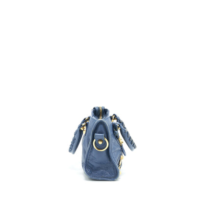 Balenciaga mini City Crossbody Bag blue GHW