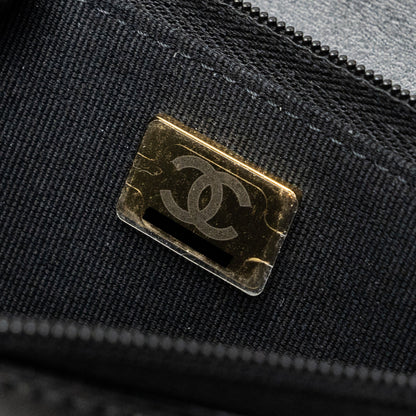 Chanel letter logo top handle flap wallet on chain shiny calfskin black GHW (microchip)