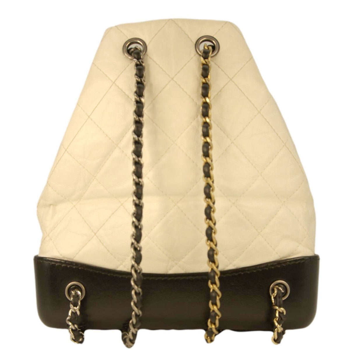 Chanel Gabrielle Small Quilted Aged Calfskin Leather Backpack Bag White