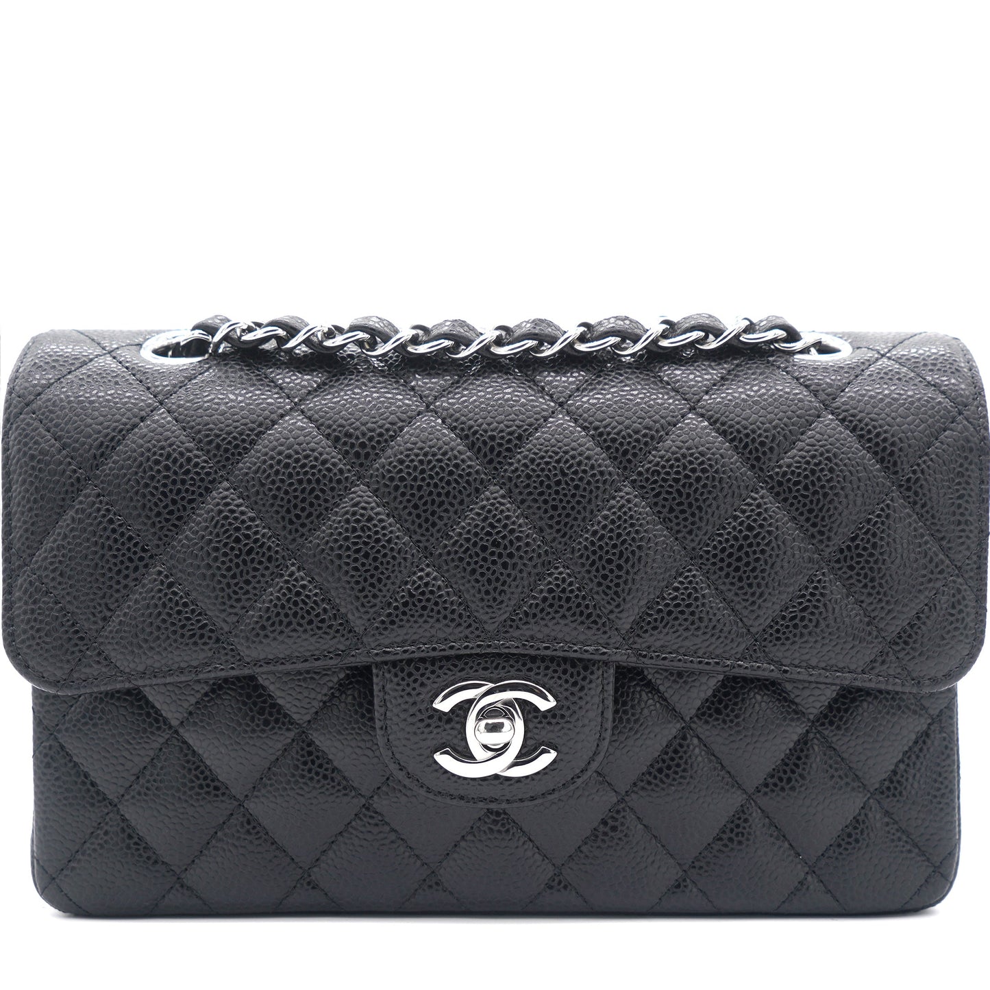 Caviar Quilted Small Classic Double Flap Black