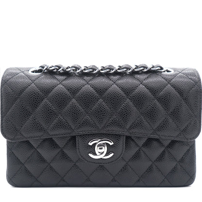 Caviar Quilted Small Classic Double Flap Black