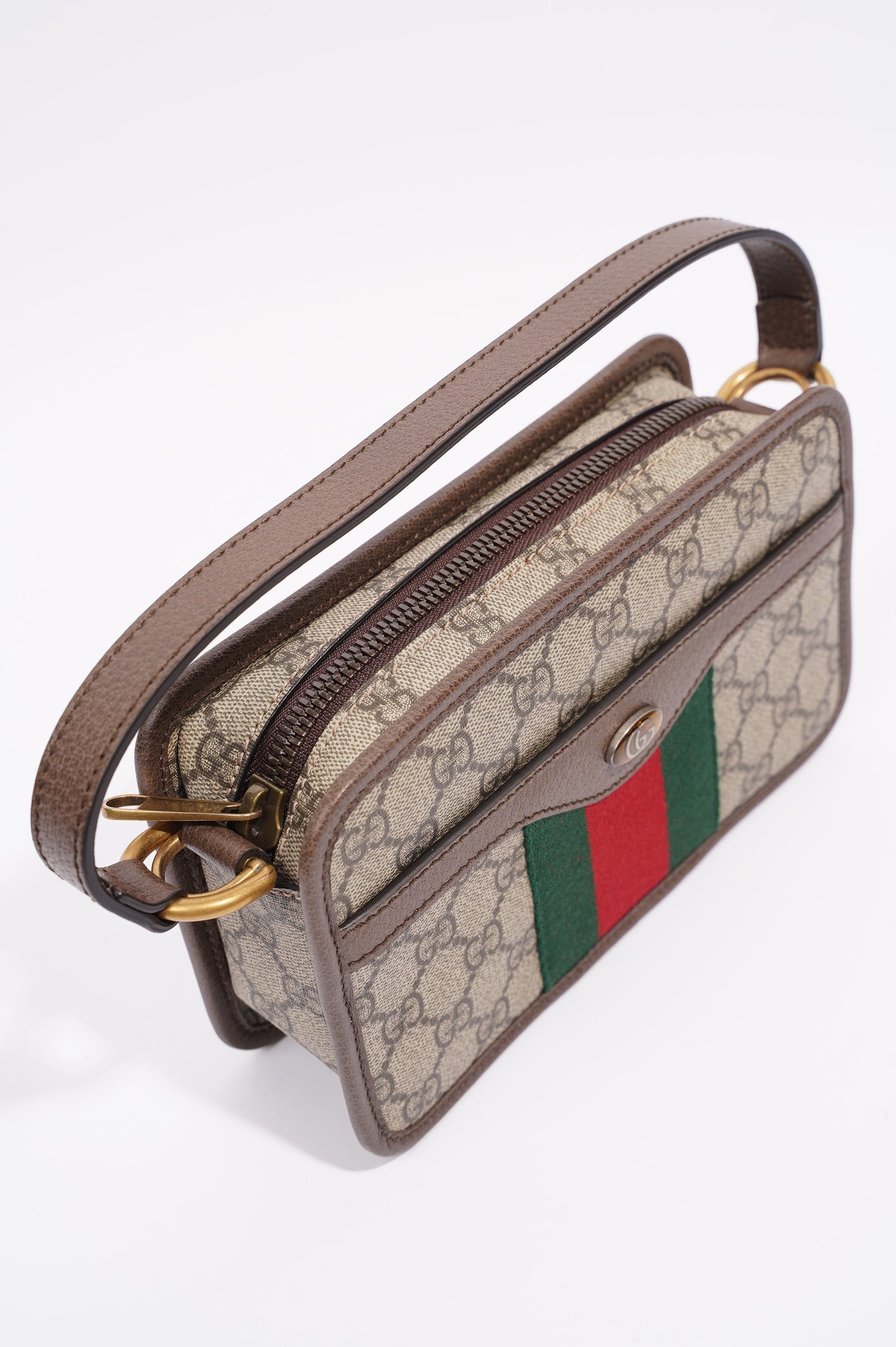 Gucci Womens Web Supreme Ophidia Crossbody Bag Brown Canvas