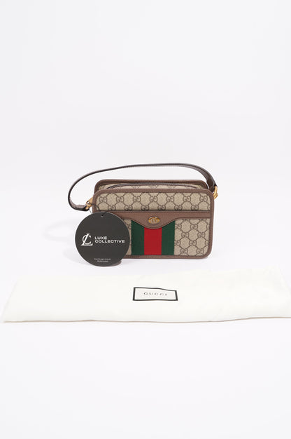 Gucci Womens Web Supreme Ophidia Crossbody Bag Brown Canvas