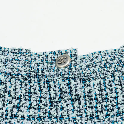 CHANEL Size 36 20P Tweed Shorts Polyamide/Cotton Navy Blue/Blue/Green