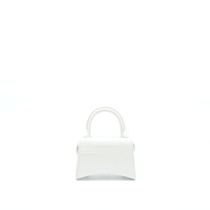 Balenciaga Mini Hourglass Bag Croc Embossed Calfskin White SHW