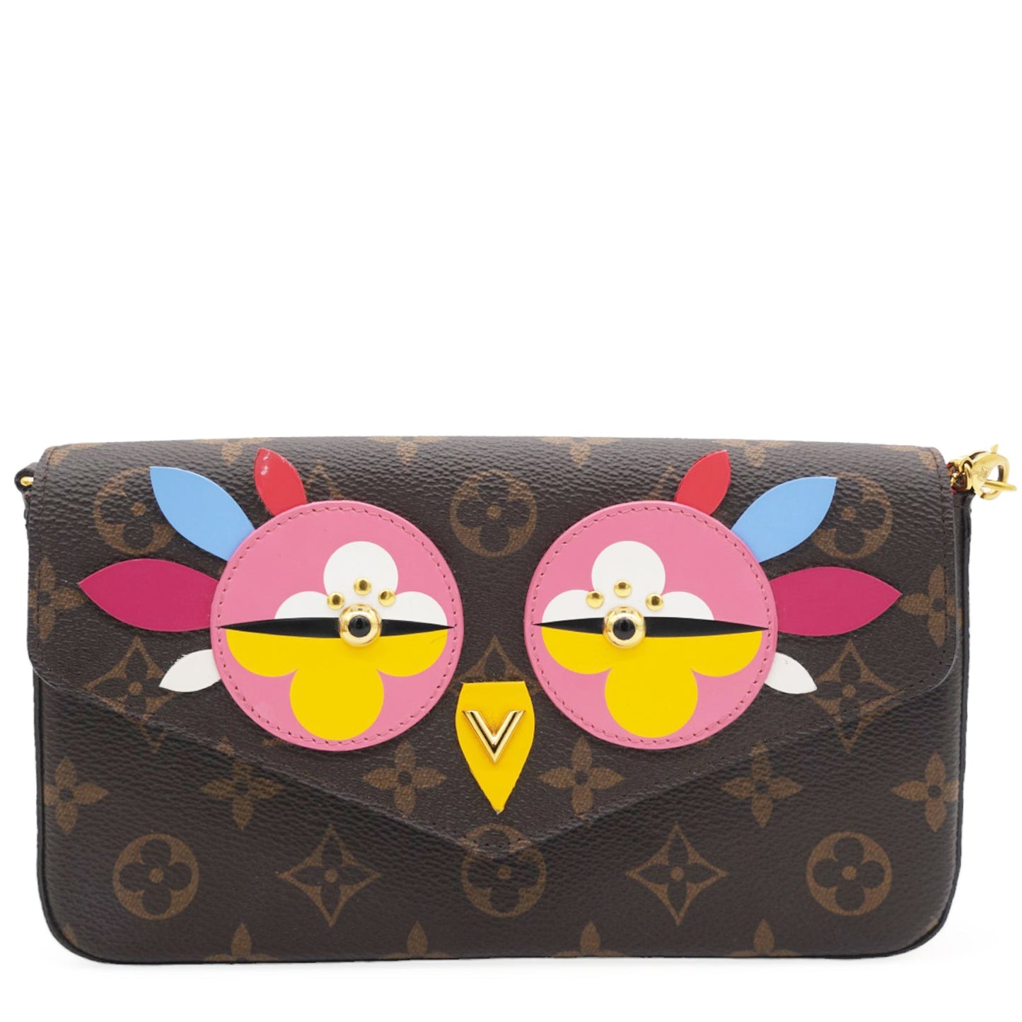Louis-vuitton Monogram Canvas Lovely Birds Pochette Felicie Chain Wallet