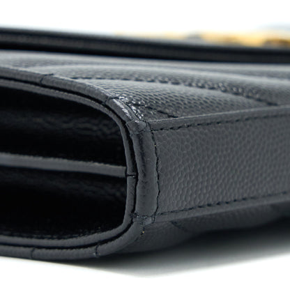 Saint Laurent Wallet On Chain Grained Calfskin Black GHW