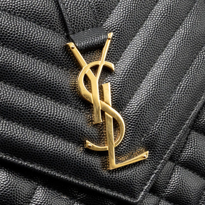 Saint Laurent/YSL Medium Envelope Bag Calfskin Black GHW