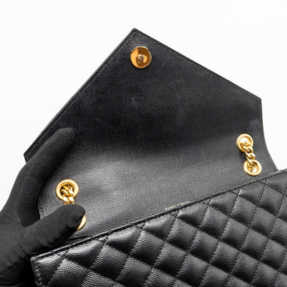 Saint Laurent/YSL Medium Envelope Bag Calfskin Black GHW