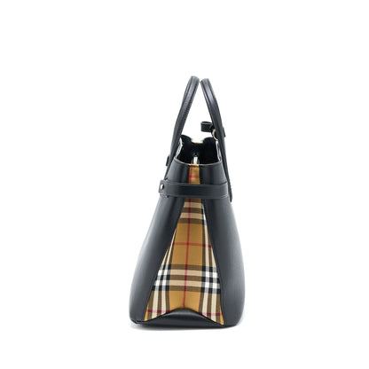 Burberry The Medium Banner Bag Calfskin Black/Multicolour SHW