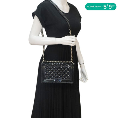 Chanel Boy Flap Medium Plexiglass Patent Leather Crossbody Bag Black 20481641