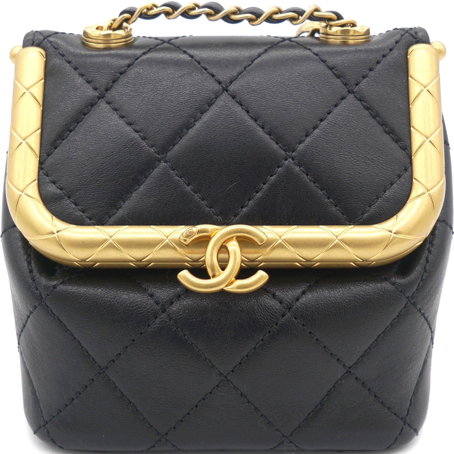 Kiss lock Clasp Bag Lambskin Black