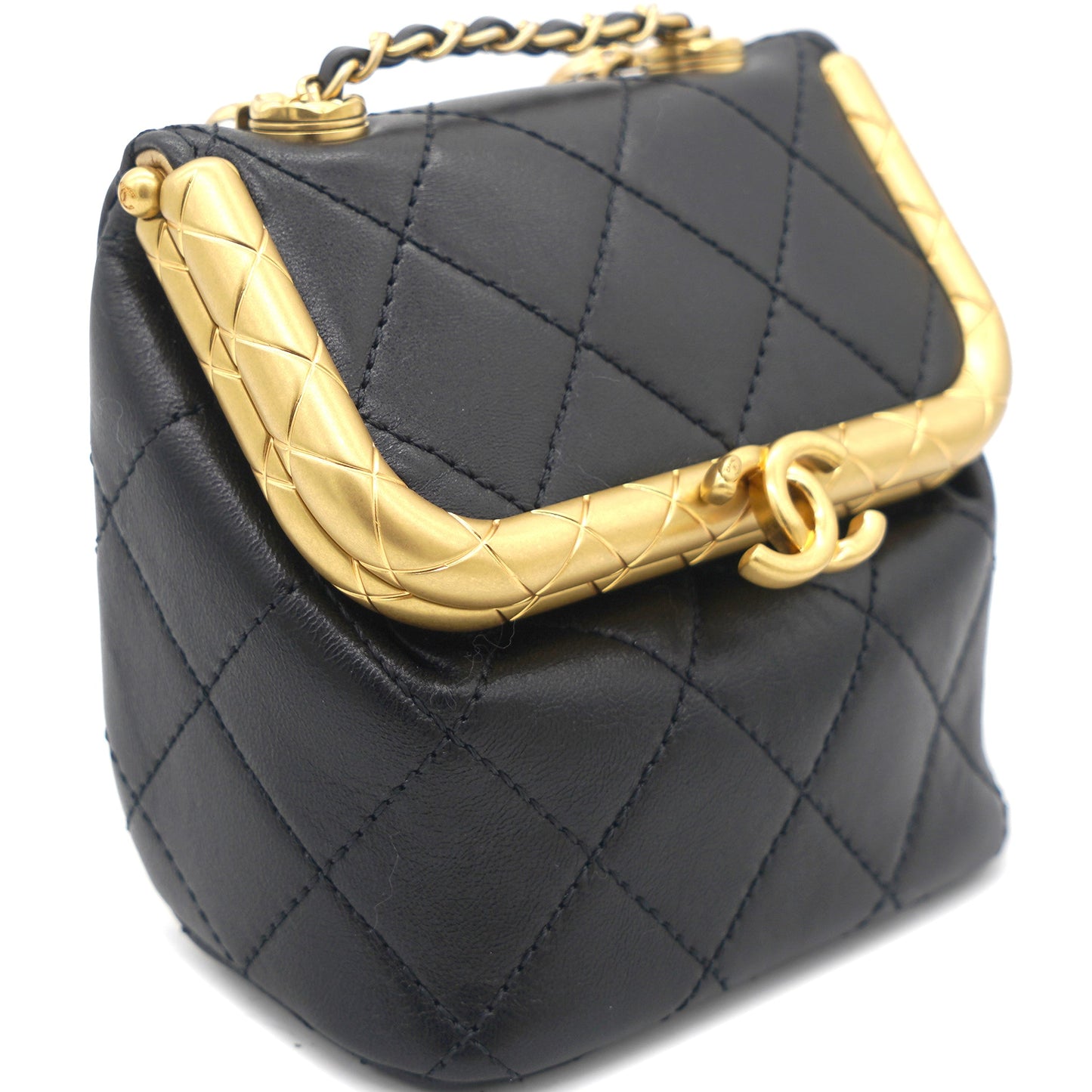 Kiss lock Clasp Bag Lambskin Black
