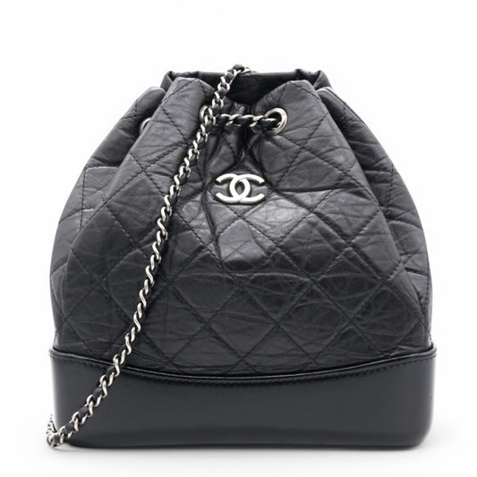 Aged Quilted Gabrielle Backpack Black