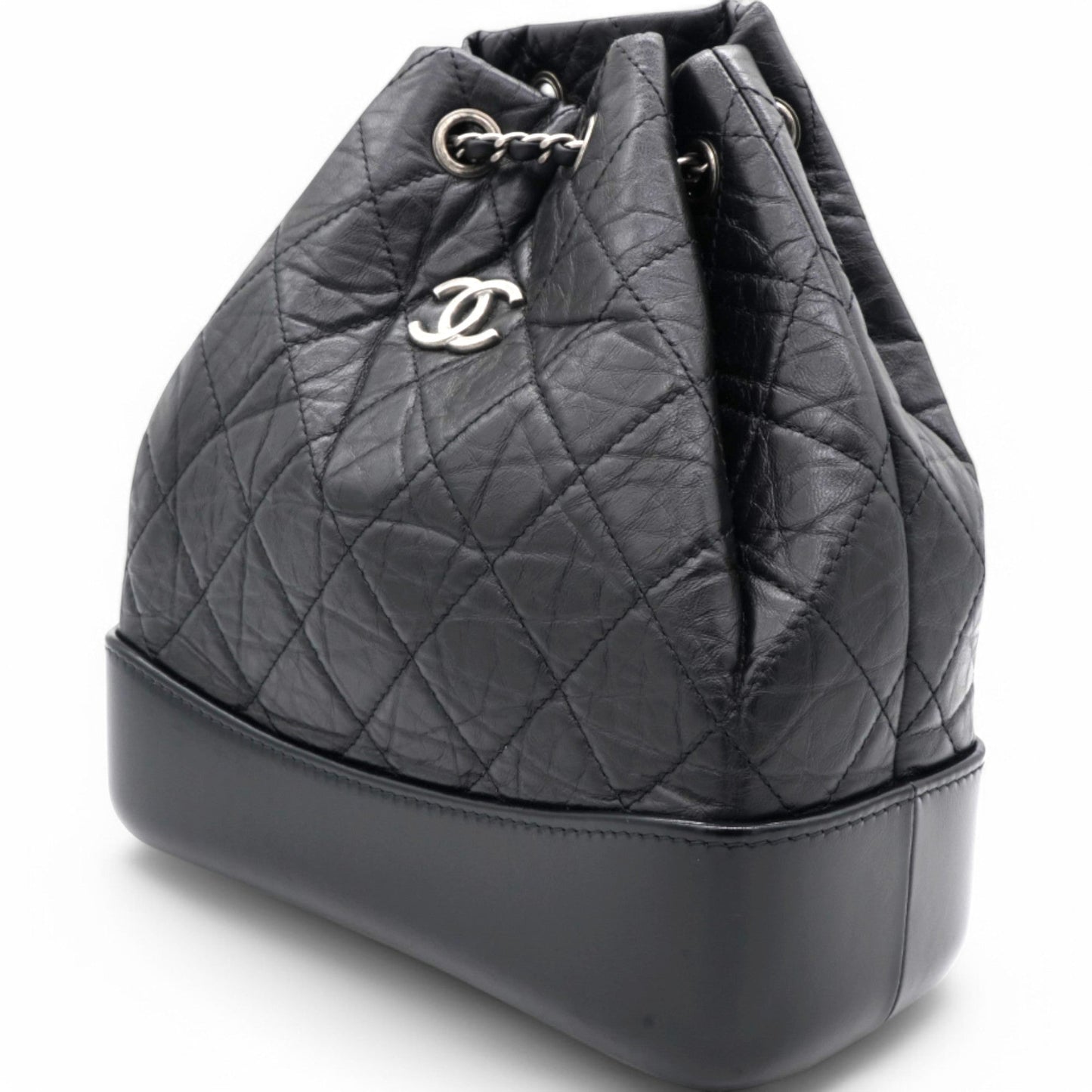 Aged Quilted Gabrielle Backpack Black