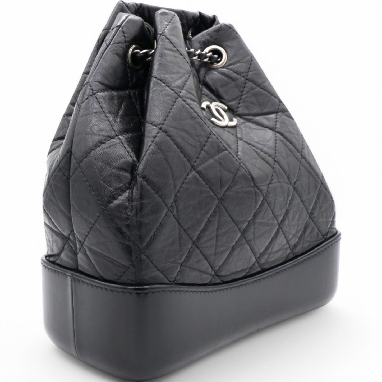 Aged Quilted Gabrielle Backpack Black